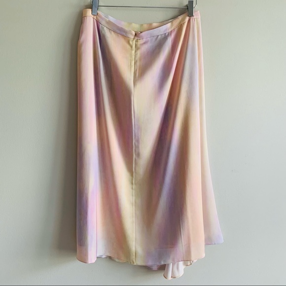 VINCE Rainbow Wash Drape Asymmetric Midi Skirt pastel pink slip skirt - Picture 13 of 16